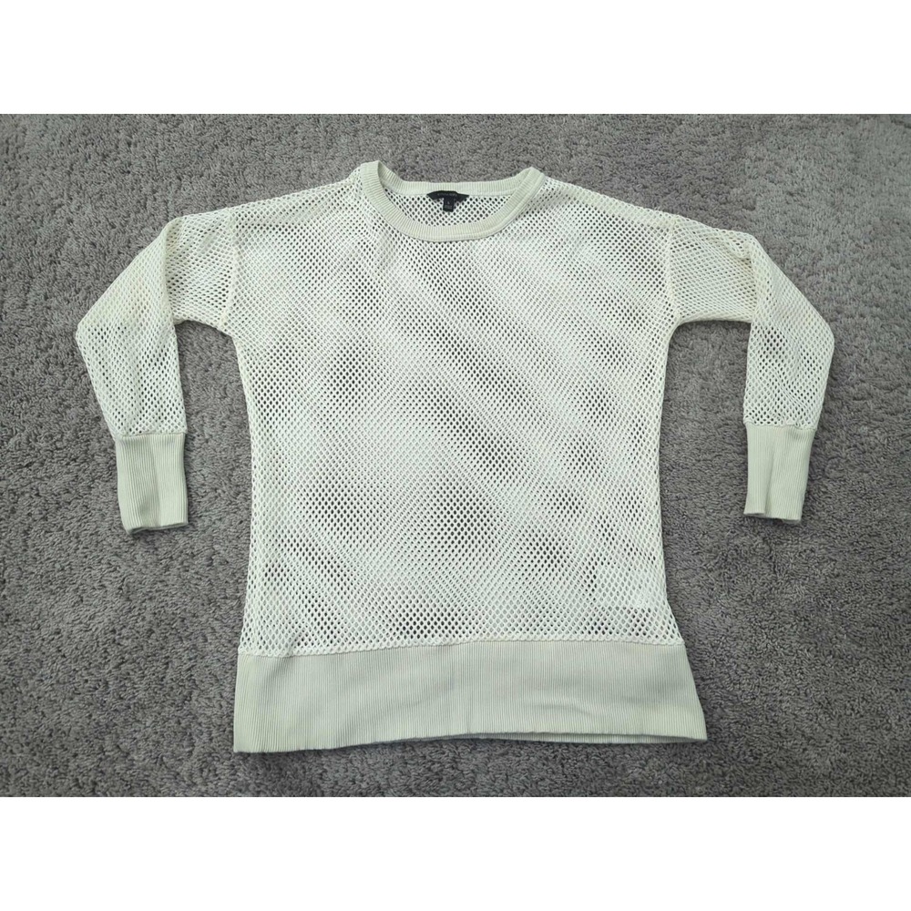 Banana Republic Top Womens S Off White Long Sleeve Open Knit Fishnet Boho Summer